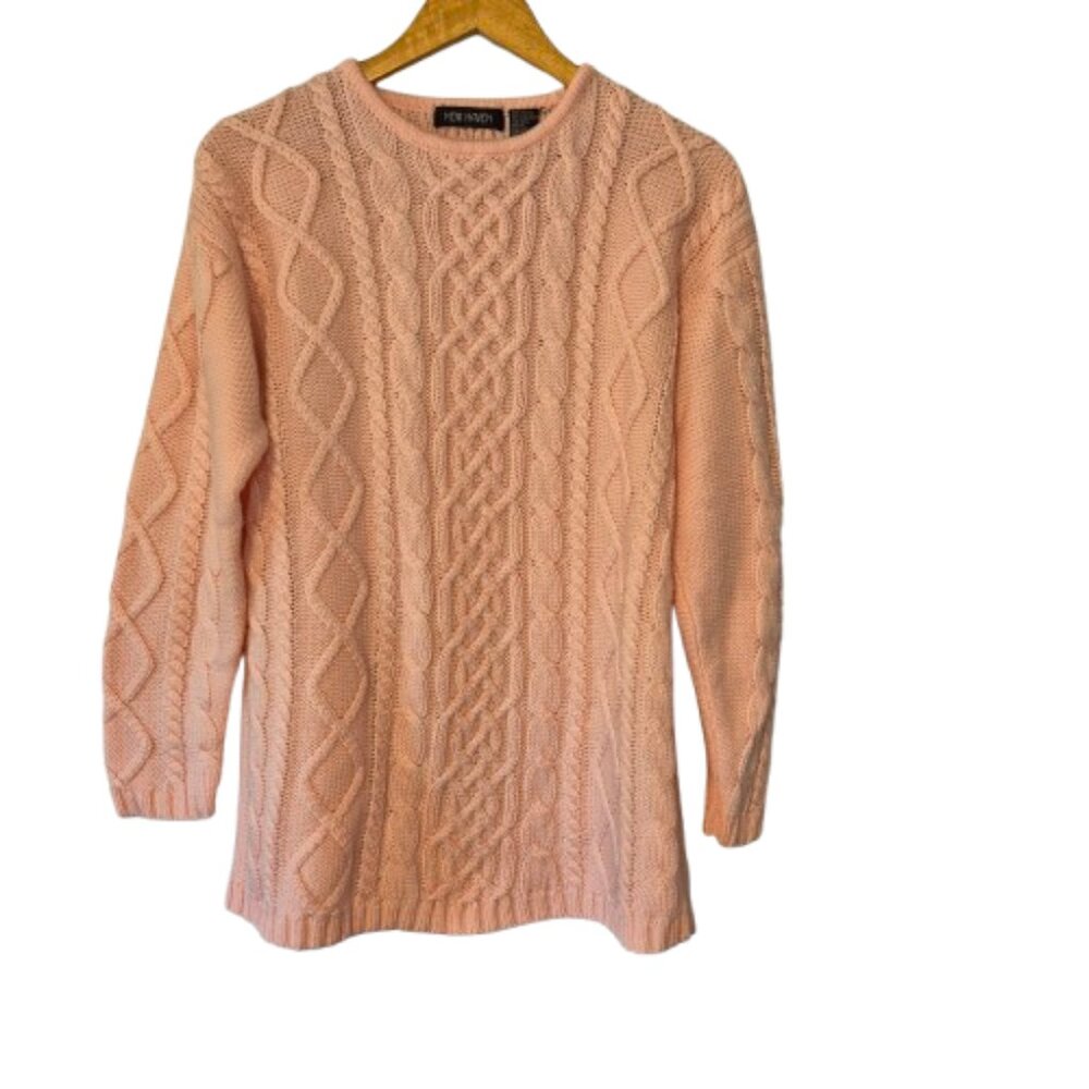 CLEARANCE New Haven Pink Cable Knit Sweater Size Medium